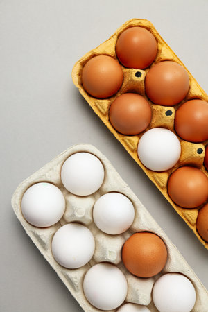 Ingredient for cooking dishes- eggs, top viewの写真素材