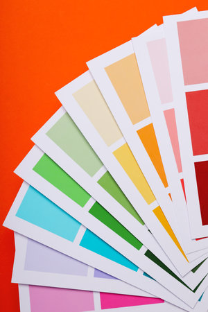 Concept of colors for design, color palettes, top view