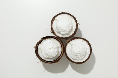 Summer dessert - ice cream, ice cream with coconutの写真素材