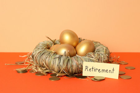 Concept of wealth and retirement - golden eggsの写真素材