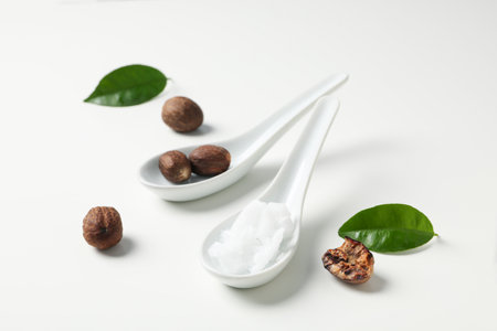 Concept of skin care cosmetics, Shea butter, close upの写真素材