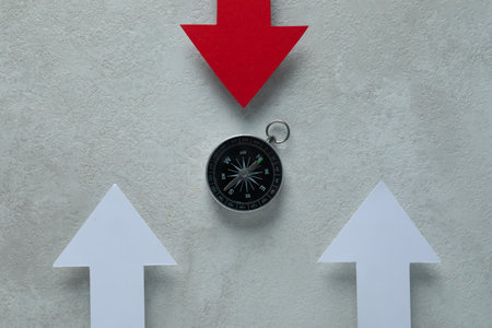 Business navigate concept with compass and arrowsの写真素材