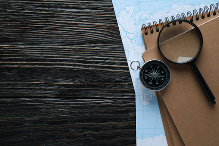 Traveling, adventure and vacation concept with compassの写真素材