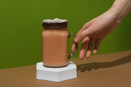 Tasty fresh summer dessert - delicious chocolate milkshake