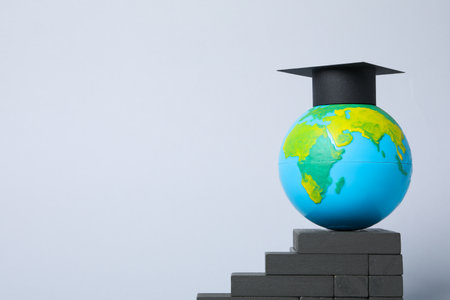 Graduation in high school and university concept, space for textの写真素材