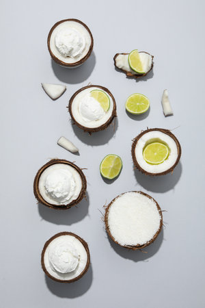 Summer dessert - ice cream, ice cream with coconut