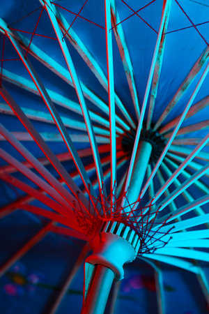 Traditional japanese umbrella, traditional japanese accessories conceptの写真素材