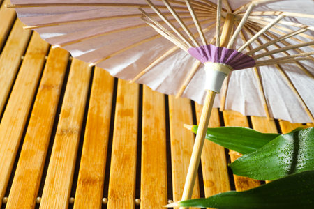 Traditional japanese umbrella, traditional japanese accessories conceptの写真素材