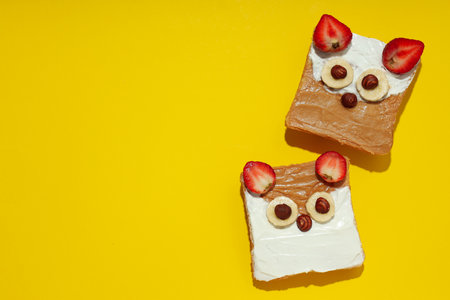 Tasty breakfast or lunch for kid - toast, food that the child can take with himの写真素材