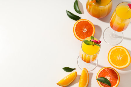 Orange cocktail, concept of fresh delicious summer citrus cocktailの写真素材