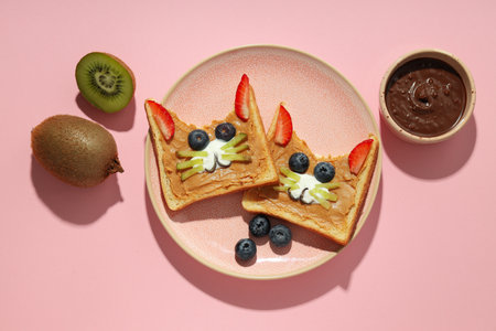 Tasty breakfast or lunch for kid - toast, food that the child can take with himの写真素材