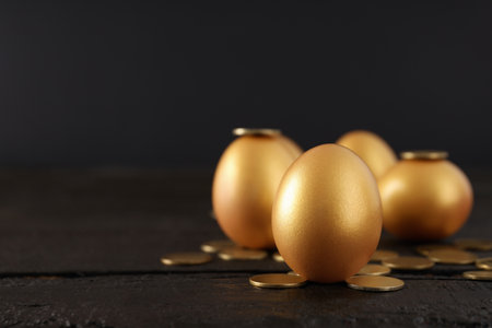 Concept of wealth and retirement - golden eggsの写真素材
