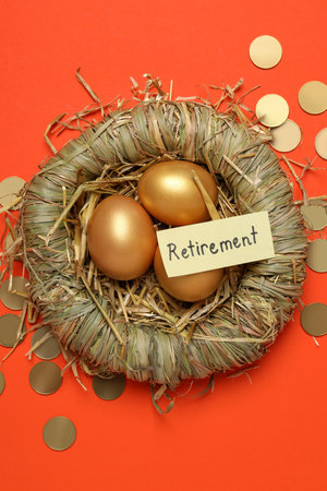 Concept of wealth and retirement - golden eggsの写真素材