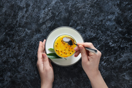 Concept of delicious food - Passion fruit mousseの写真素材