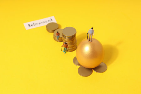 Concept of wealth and retirement - golden eggsの写真素材