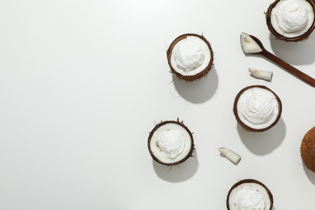 Summer dessert - ice cream, ice cream with coconutの写真素材