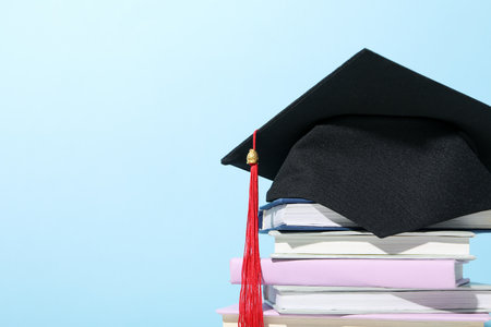 Graduation in high school and university concept, space for textの写真素材