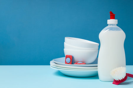 Detergent, accessories for dish washing and cleaningの写真素材