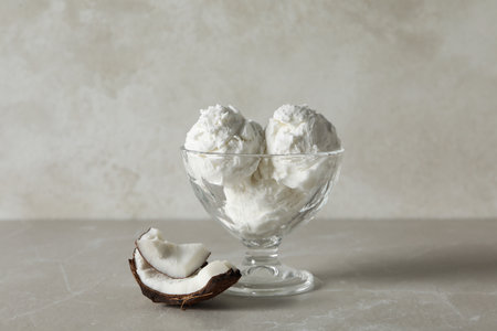 Summer dessert - ice cream, ice cream with coconutの写真素材