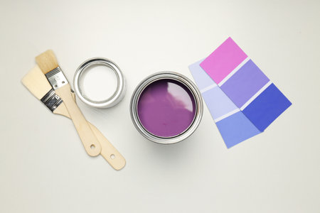 Tools for art and repair - paint, top viewの写真素材