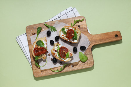 Sandwich with sun-dried tomato - tasty snack conceptの写真素材