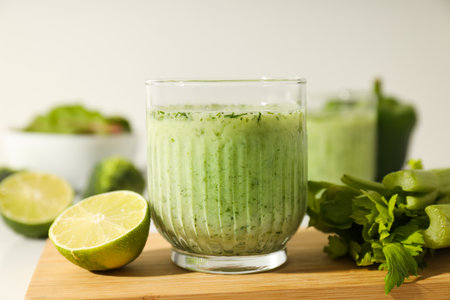 Green detox smoothie, concept of healthy nutrition and healthy lifestyleの写真素材