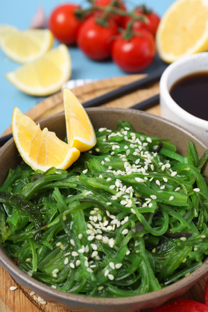 Concept of Japanese cuisine, Chuka salad, close upの写真素材