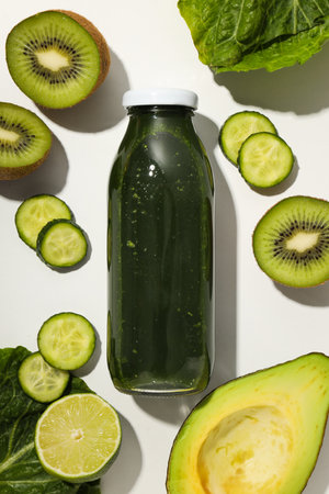 Green detox smoothie, concept of healthy nutrition and healthy lifestyleの写真素材