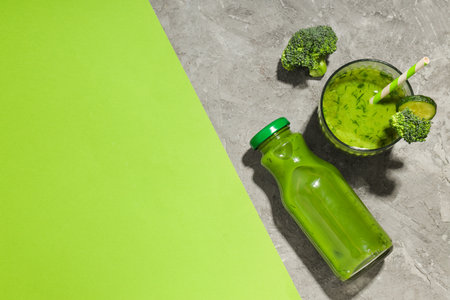 Green detox smoothie, concept of healthy nutrition and healthy lifestyleの写真素材
