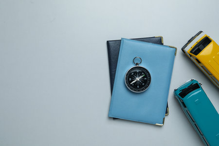 Traveling, adventure and vacation concept with compassの写真素材