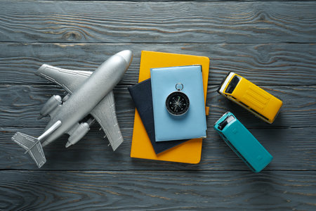 Traveling, adventure and vacation concept with compassの写真素材