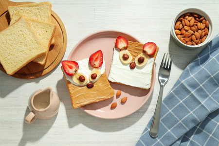 Tasty breakfast or lunch for kid - toast, food that the child can take with himの写真素材