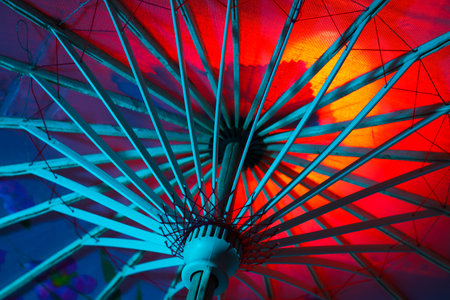 Traditional japanese umbrella, traditional japanese accessories conceptの写真素材