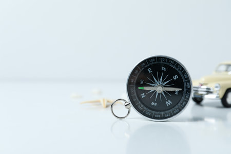 Traveling, adventure and vacation concept with compassの写真素材