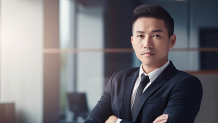 Young asian businessman, created with Generative AI technologyの素材
