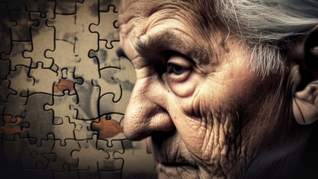 Memory loss, dementia and alzheimer concept, created with Generative AI technologyの素材