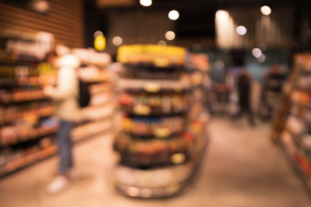 Blurred photo of supermarket for your advertisingの写真素材