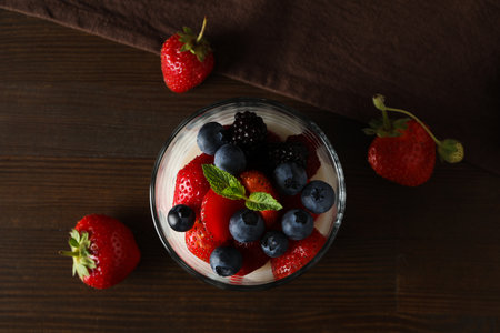 Delicious and sweet dessert - Panna Cotta, composition for tasty dessert conceptの写真素材
