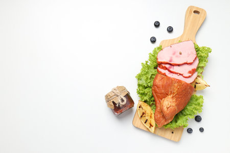 Concept of tasty food, meat, Ham, space for textの写真素材