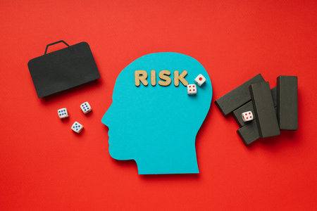 Risk protection and eliminating the risk, top viewの写真素材