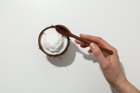Summer dessert - ice cream, ice cream with coconutの写真素材