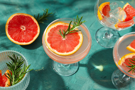 Grapefruit cocktail, alcohol or non alcoholic drink for partyの写真素材