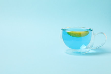 Concept of tasty hot drink, Anchan tea, space for textの写真素材