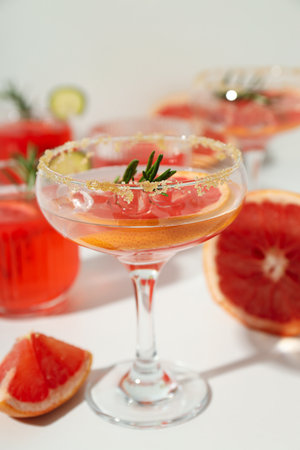 Grapefruit cocktail, alcohol or non alcoholic drink for partyの写真素材