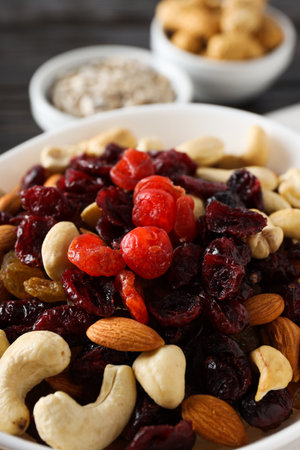 Tasty food concept - dried delicious fruits, tasty dried foodの写真素材