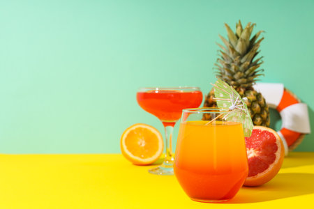 Drinks, fresh summer drink for refreshing, summer vibes conceptの写真素材