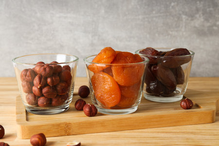 Tasty food concept - dried delicious fruits, tasty dried food