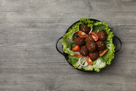 Vegetarian food concept - falafel, tasty falafel ballsの写真素材