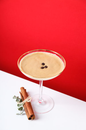 Espresso martini cocktail, delicious alcohol drink, dessert cocktailの写真素材