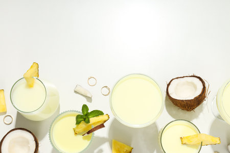 Fresh summer cocktail - Pina colada, fresh summer drink conceptの写真素材